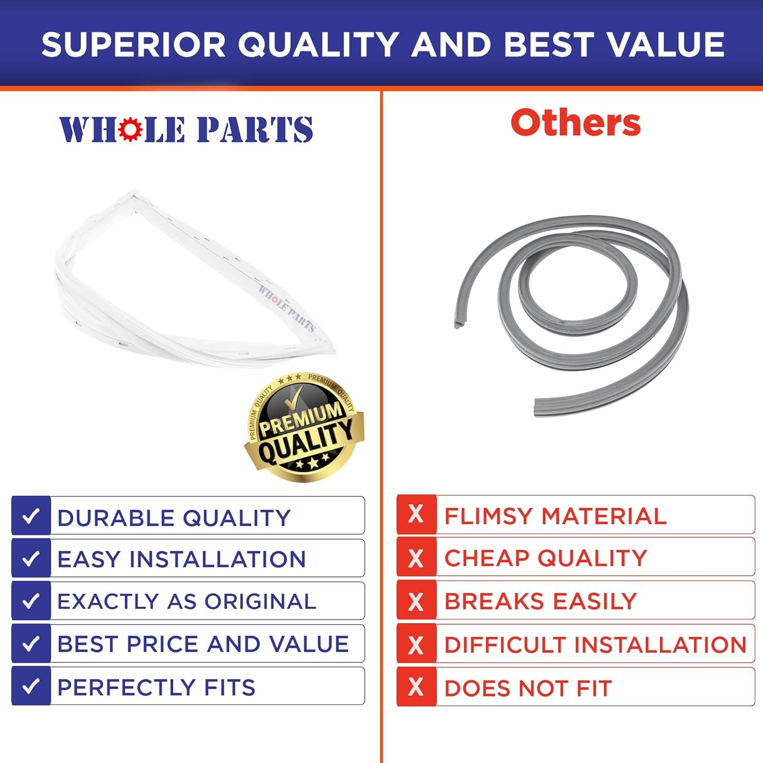 New WP61003997 Refrigerator / Freezer Door Seal Gasket for Whirlpool