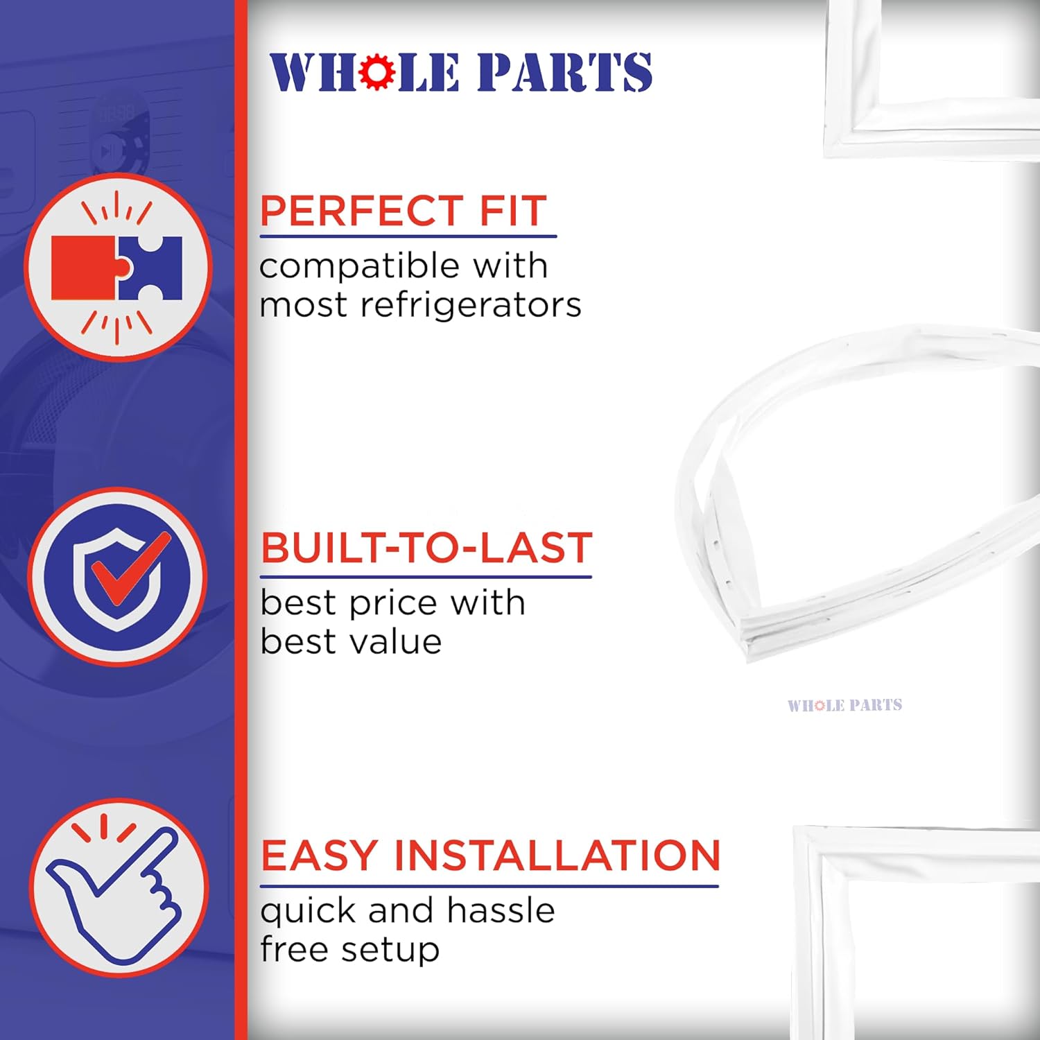 New WP61003997 Refrigerator / Freezer Door Seal Gasket for Whirlpool