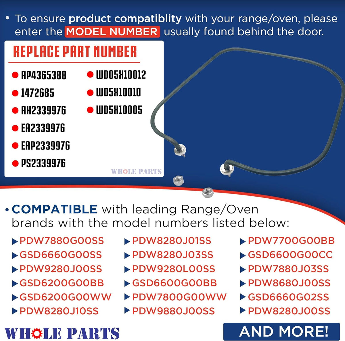 WD05X10005 Upgrated Dishwasher Heating Element Assembly for GE WHOLEPARTS