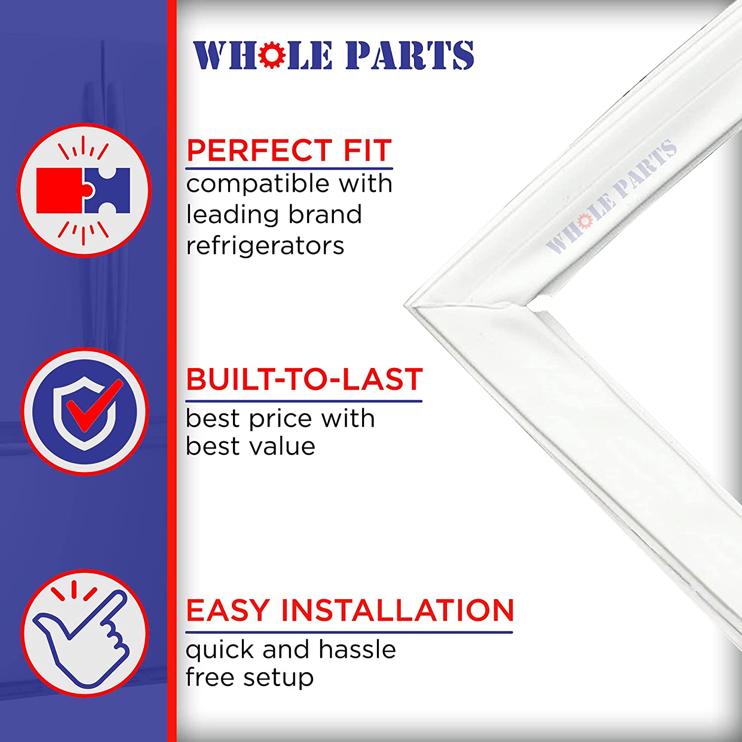 5304506131 Freezer Door Gasket (White) for Frigidaire. Approximate size is 67.13