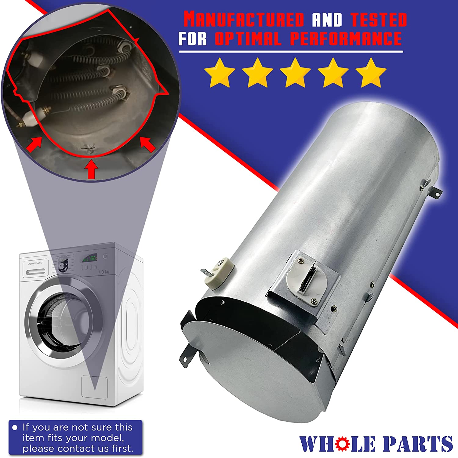 WP307178 Dryer Heating Element Assembly for Whirlpool