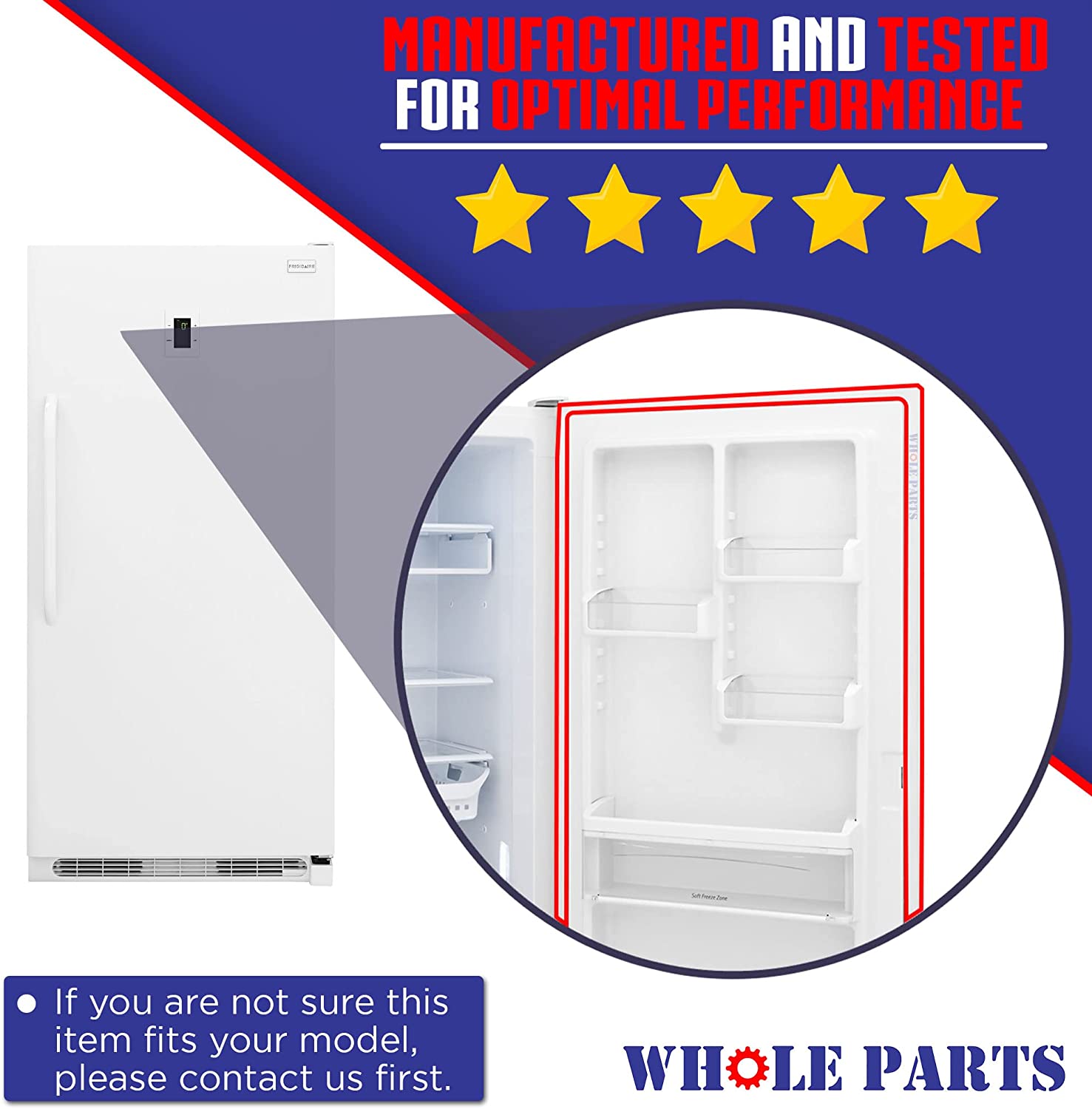 5304506131 Freezer Door Gasket (White) for Frigidaire. Approximate size is 67.13