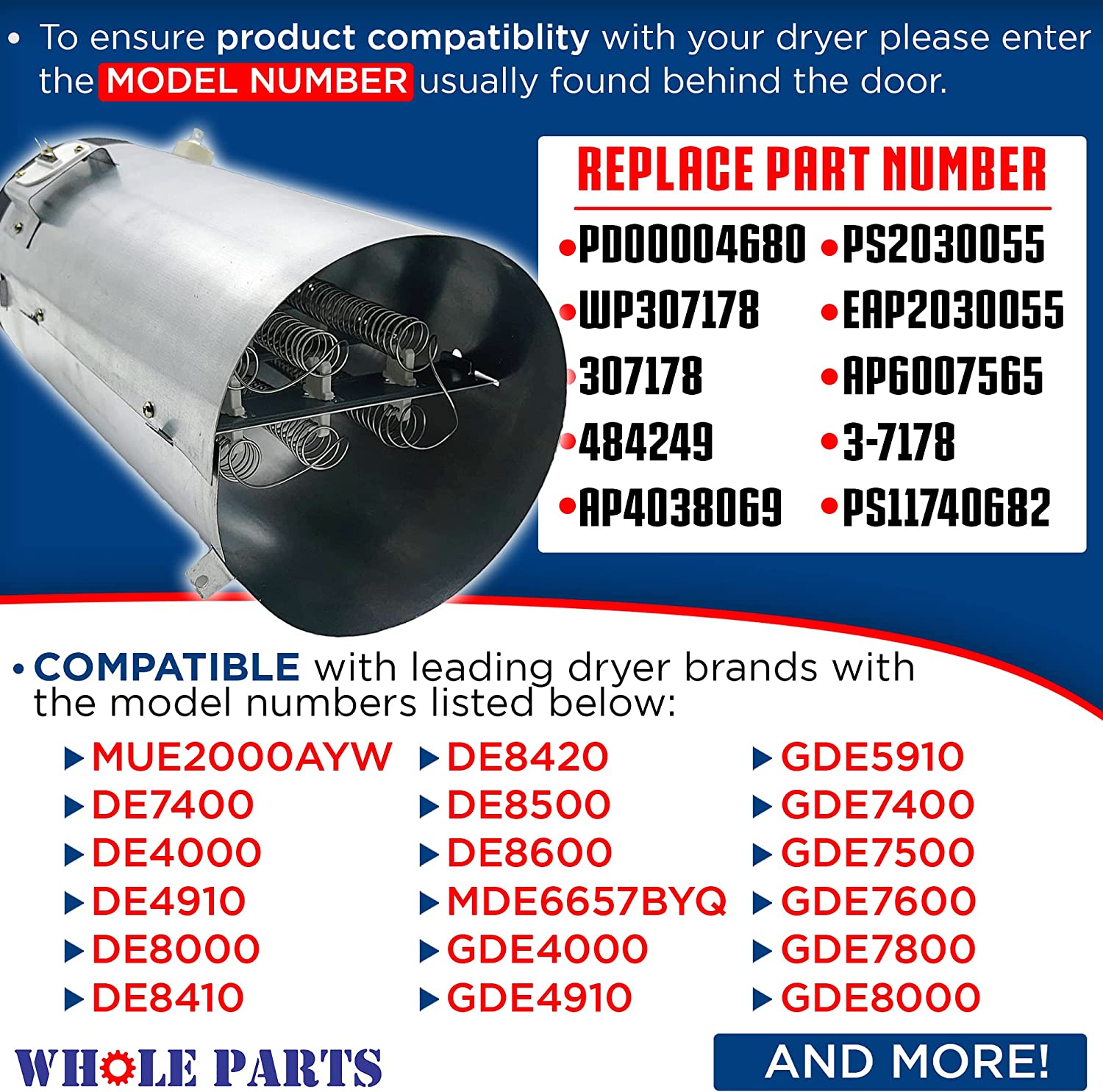 WP307178 Dryer Heating Element Assembly for Whirlpool