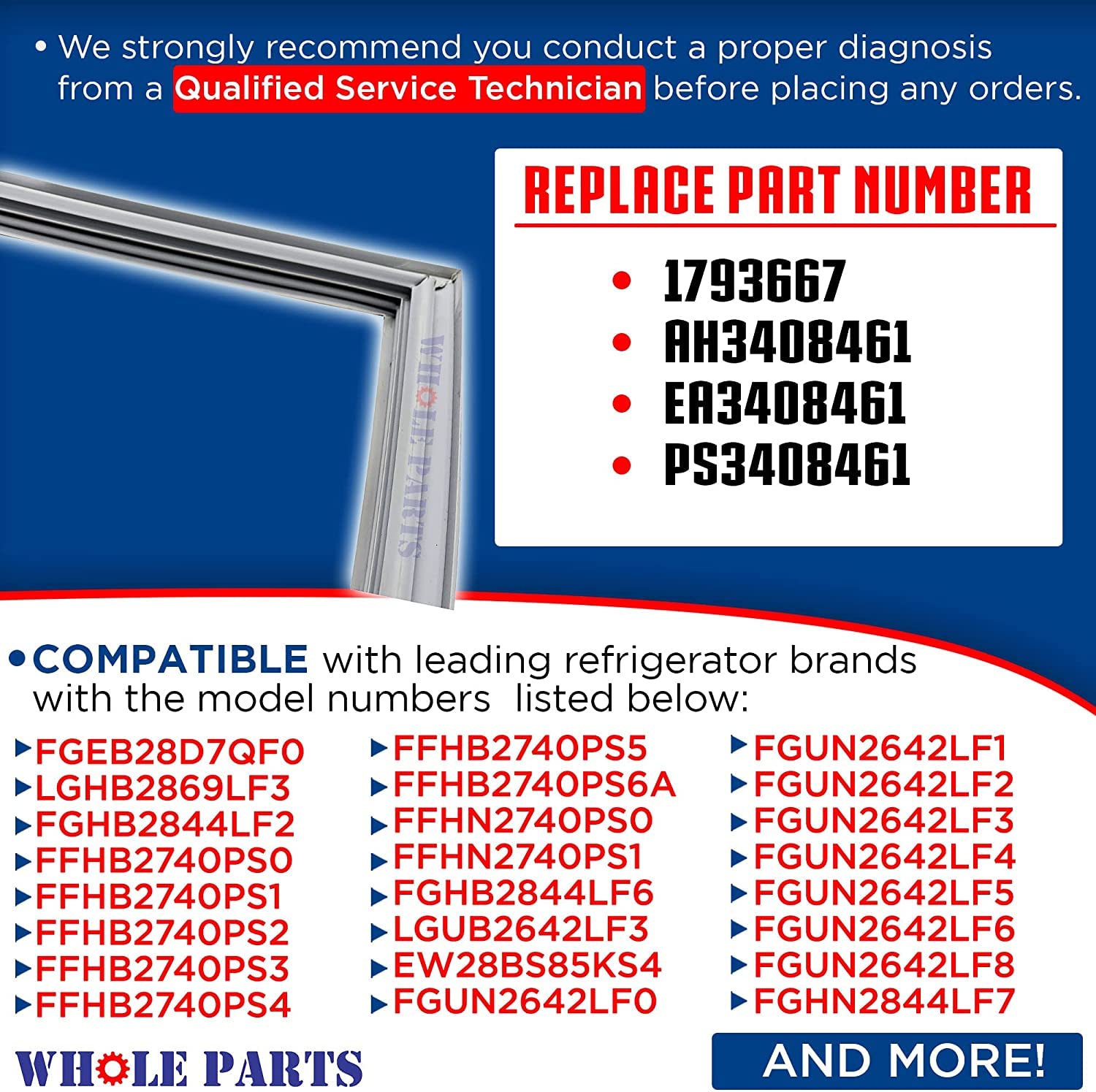 241778307 Refrigerator Fresh Food Door Gasket for Frigidaire