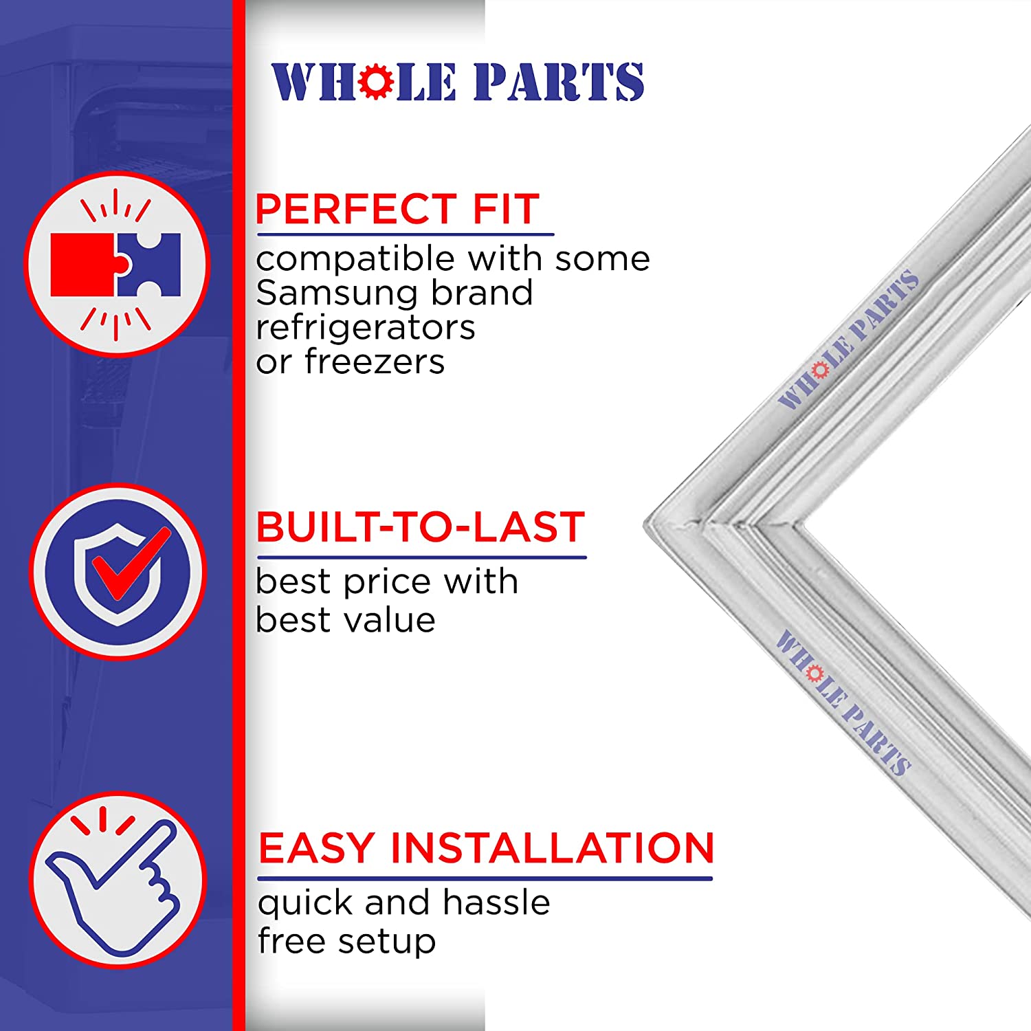 DA97-12522J Refrigerator French Door Seal Gasket Assembly, Gray Color ...