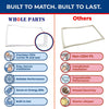 Upgraded Whole Parts Refrigerator Door Gasket (White) Part# WPW10190029 Compatible with Select Inglis and Whirlpool Refrigerators, The Approximate Size is 37.05” x 22.76”.
